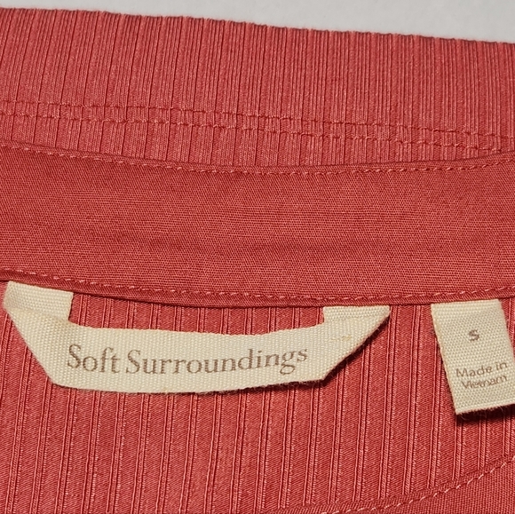 SOFT SURROUNDINGS SALMON PUFF SLEEVE RIBBED HENLEY TOP SZ S - Picture 8 of 12